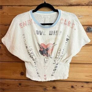 Free People We the Free Love Bird Ring Smocked Tee Size Extra Small